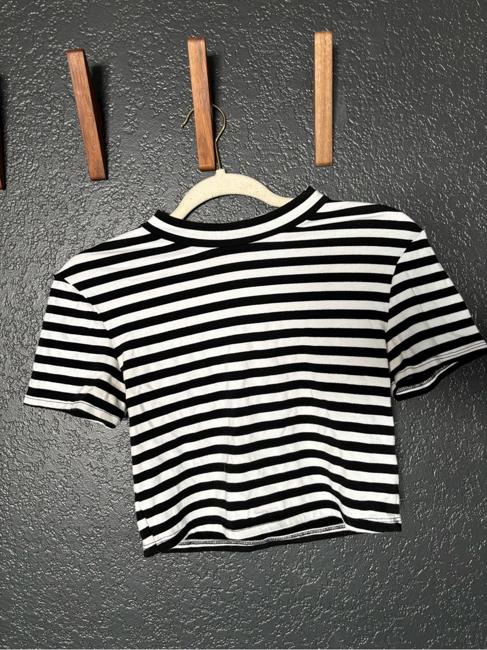 Vixen by Micheline Pitt Bad Girl Crop in Black and White Stripe